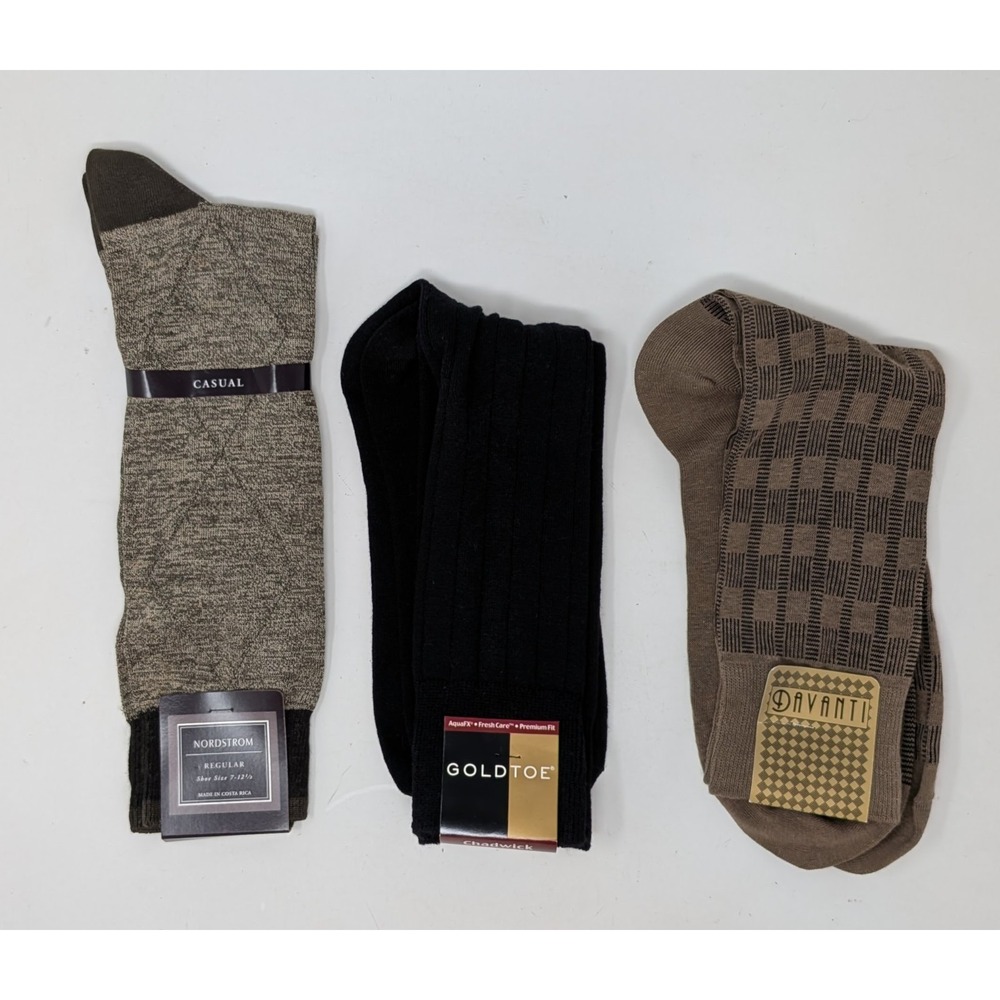 Nordstrom Casual Regular Socks - Goldtoe Chadwick - Davanti - Lot of 3 - NWT